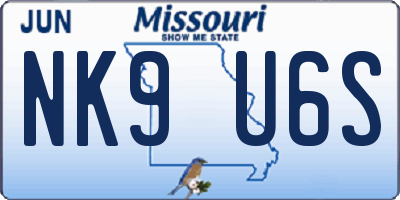 MO license plate NK9U6S
