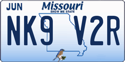 MO license plate NK9V2R