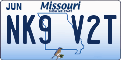 MO license plate NK9V2T