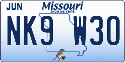 MO license plate NK9W3O