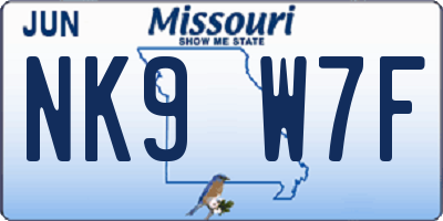 MO license plate NK9W7F