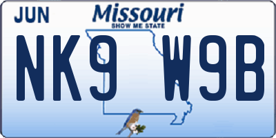 MO license plate NK9W9B