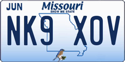 MO license plate NK9X0V