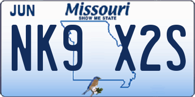 MO license plate NK9X2S