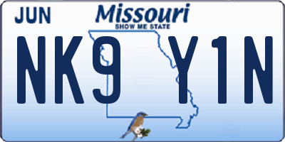 MO license plate NK9Y1N
