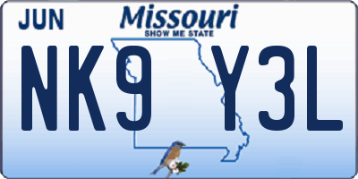MO license plate NK9Y3L