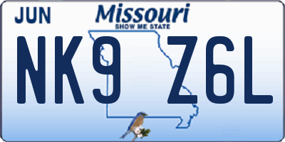 MO license plate NK9Z6L