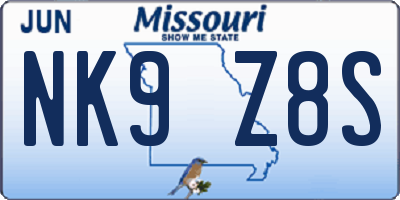 MO license plate NK9Z8S