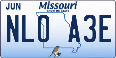 MO license plate NL0A3E