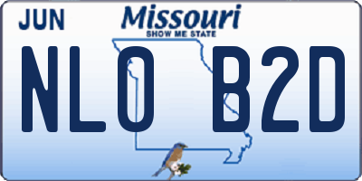 MO license plate NL0B2D