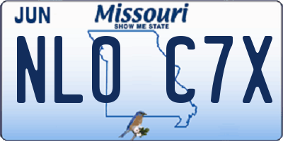 MO license plate NL0C7X