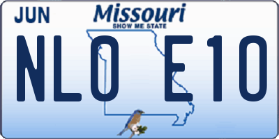MO license plate NL0E1O