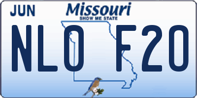 MO license plate NL0F2O