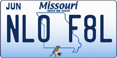 MO license plate NL0F8L
