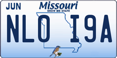 MO license plate NL0I9A