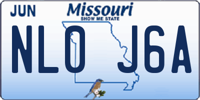 MO license plate NL0J6A