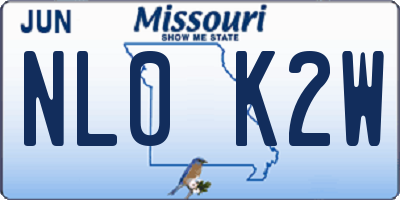 MO license plate NL0K2W