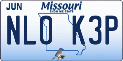 MO license plate NL0K3P