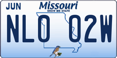 MO license plate NL0O2W