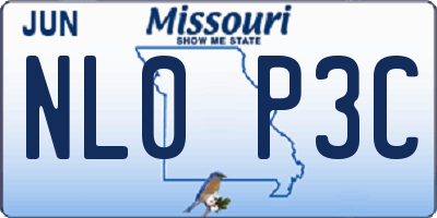 MO license plate NL0P3C
