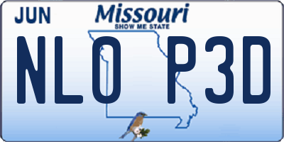 MO license plate NL0P3D