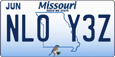 MO license plate NL0Y3Z