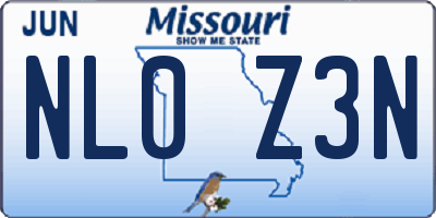 MO license plate NL0Z3N