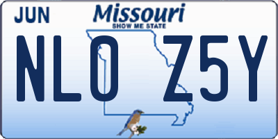 MO license plate NL0Z5Y