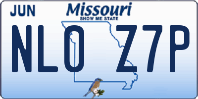 MO license plate NL0Z7P