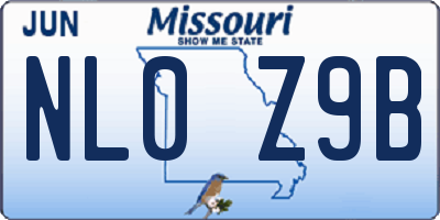 MO license plate NL0Z9B