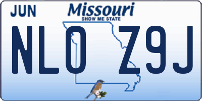 MO license plate NL0Z9J