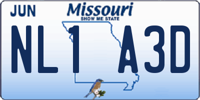 MO license plate NL1A3D