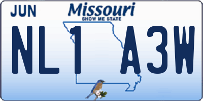 MO license plate NL1A3W