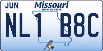 MO license plate NL1B8C