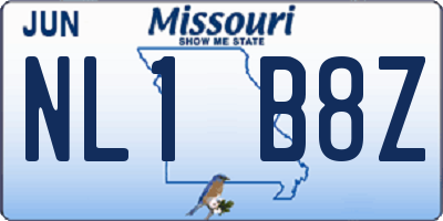 MO license plate NL1B8Z