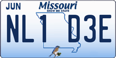 MO license plate NL1D3E