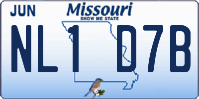 MO license plate NL1D7B