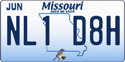 MO license plate NL1D8H