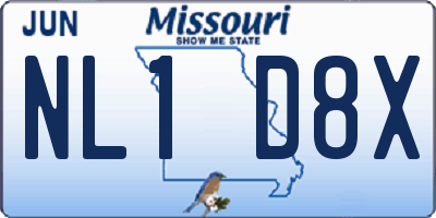 MO license plate NL1D8X