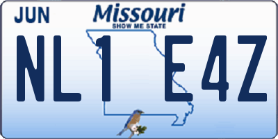 MO license plate NL1E4Z