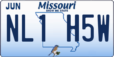 MO license plate NL1H5W
