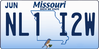 MO license plate NL1I2W