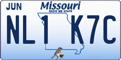 MO license plate NL1K7C