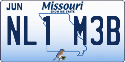 MO license plate NL1M3B