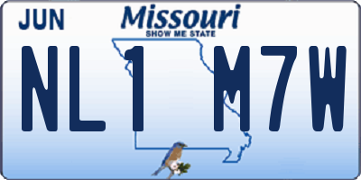 MO license plate NL1M7W