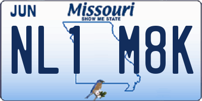 MO license plate NL1M8K