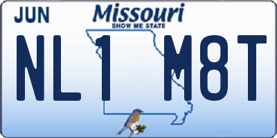 MO license plate NL1M8T