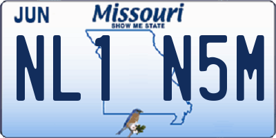 MO license plate NL1N5M