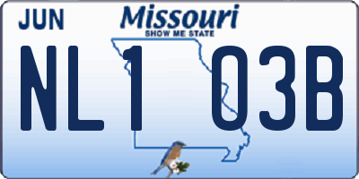 MO license plate NL1O3B