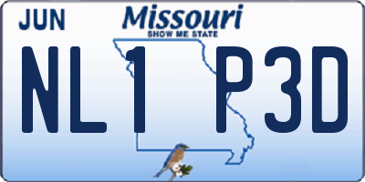 MO license plate NL1P3D